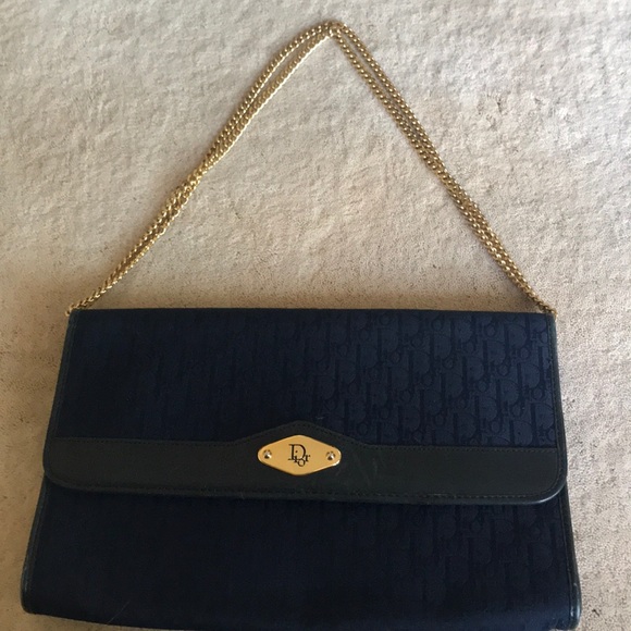 Vintage Christian Dior monogram bag in navy - Picture 6 of 8